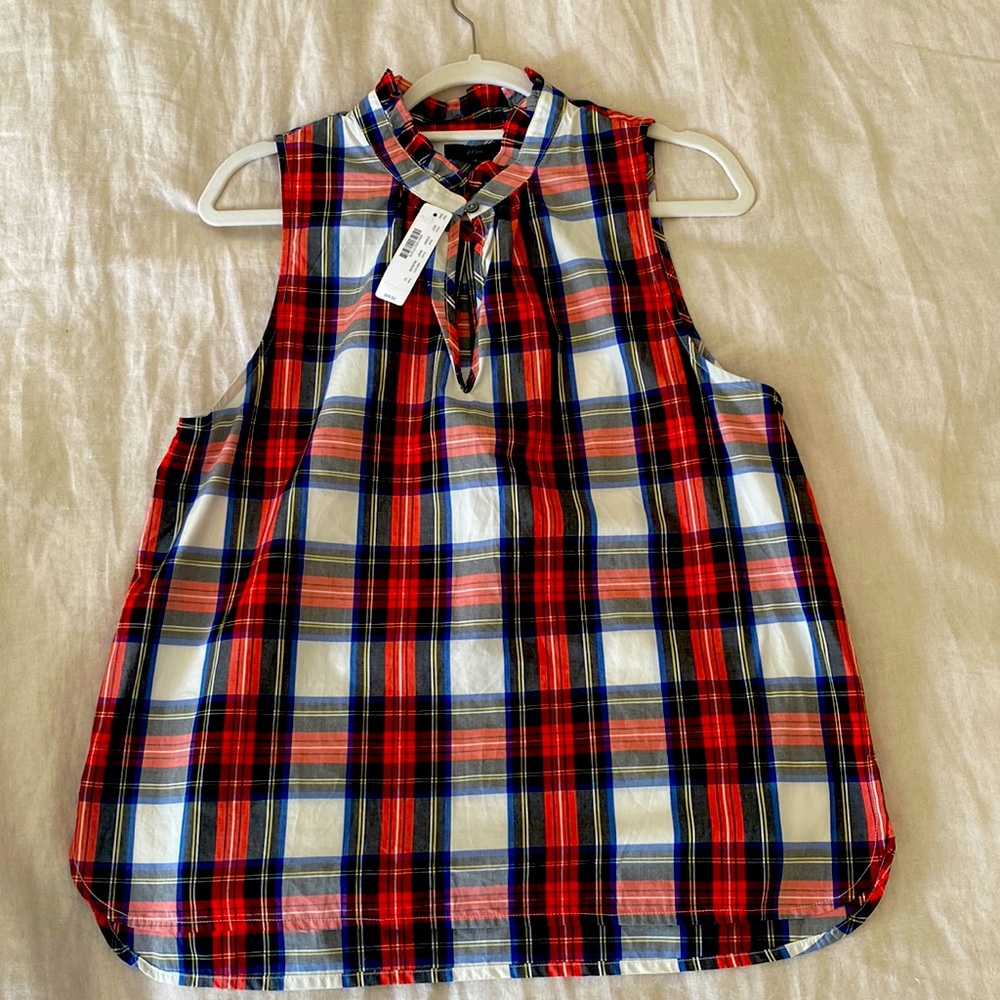 J. Crew Tartan Sleeveless Blouse | size 12 | BNWT